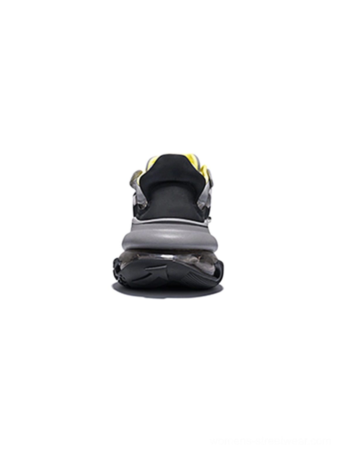 White Vortex Mesh Air Cushion Platform Sneakers side detail with technical overlays and visible air-cushion pods