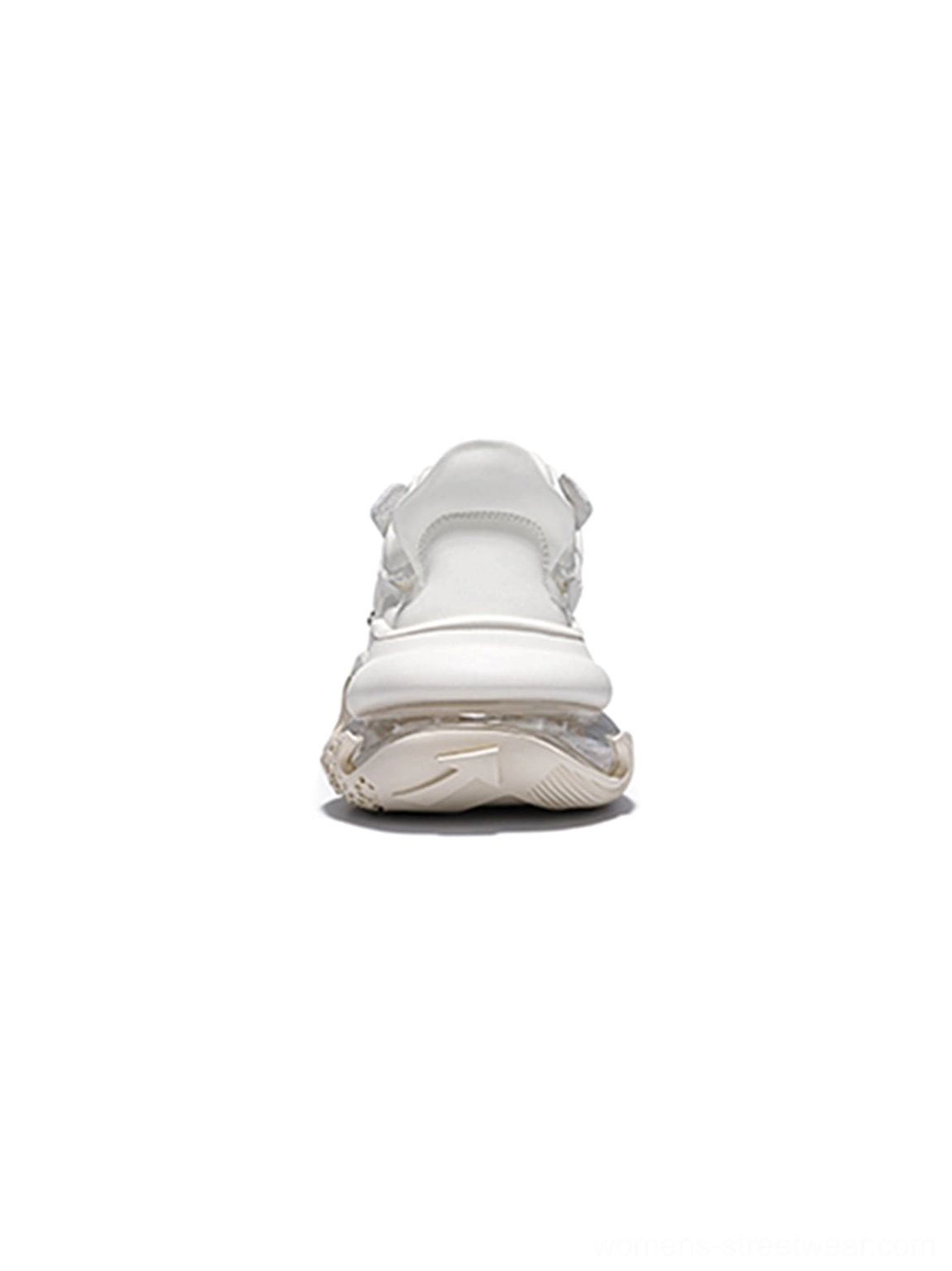 White Vortex Mesh Air Cushion Platform Sneakers detailed side profile with textured outsole and layered upper