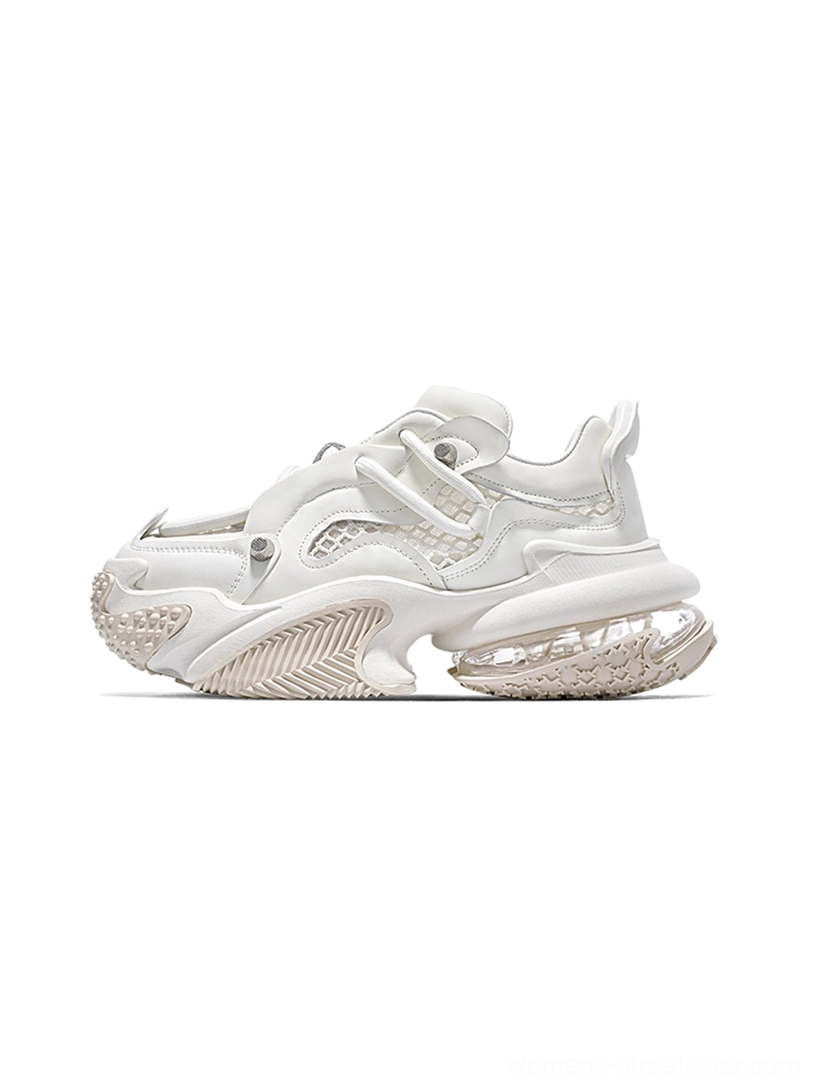 White Vortex Mesh Air Cushion Platform Sneakers main product image with futuristic chunky platform silhouette