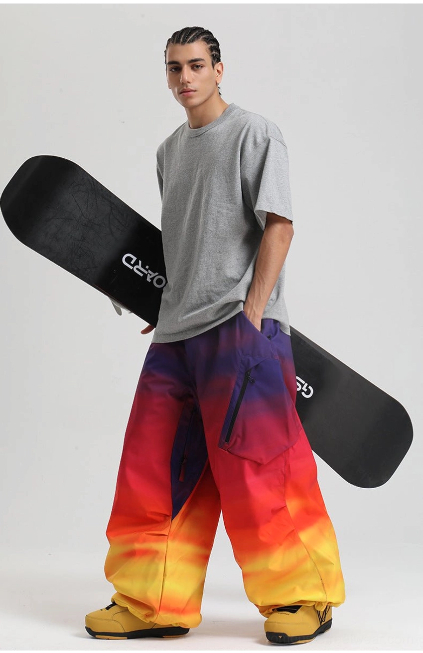 Wide-leg oversized snow pants park culture snowboarding heritage 90s early 2000s silhouette reference