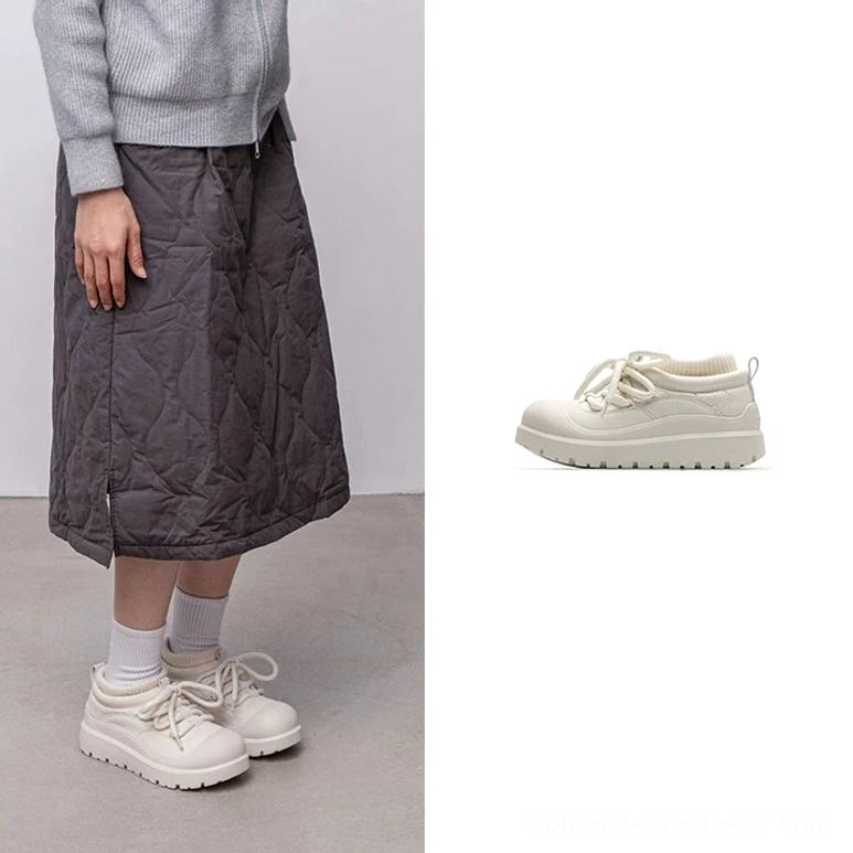 Winter platform sneakers with soft fleece lining, secure lace-up closure, and deep tread for contemporary streetwear outfits