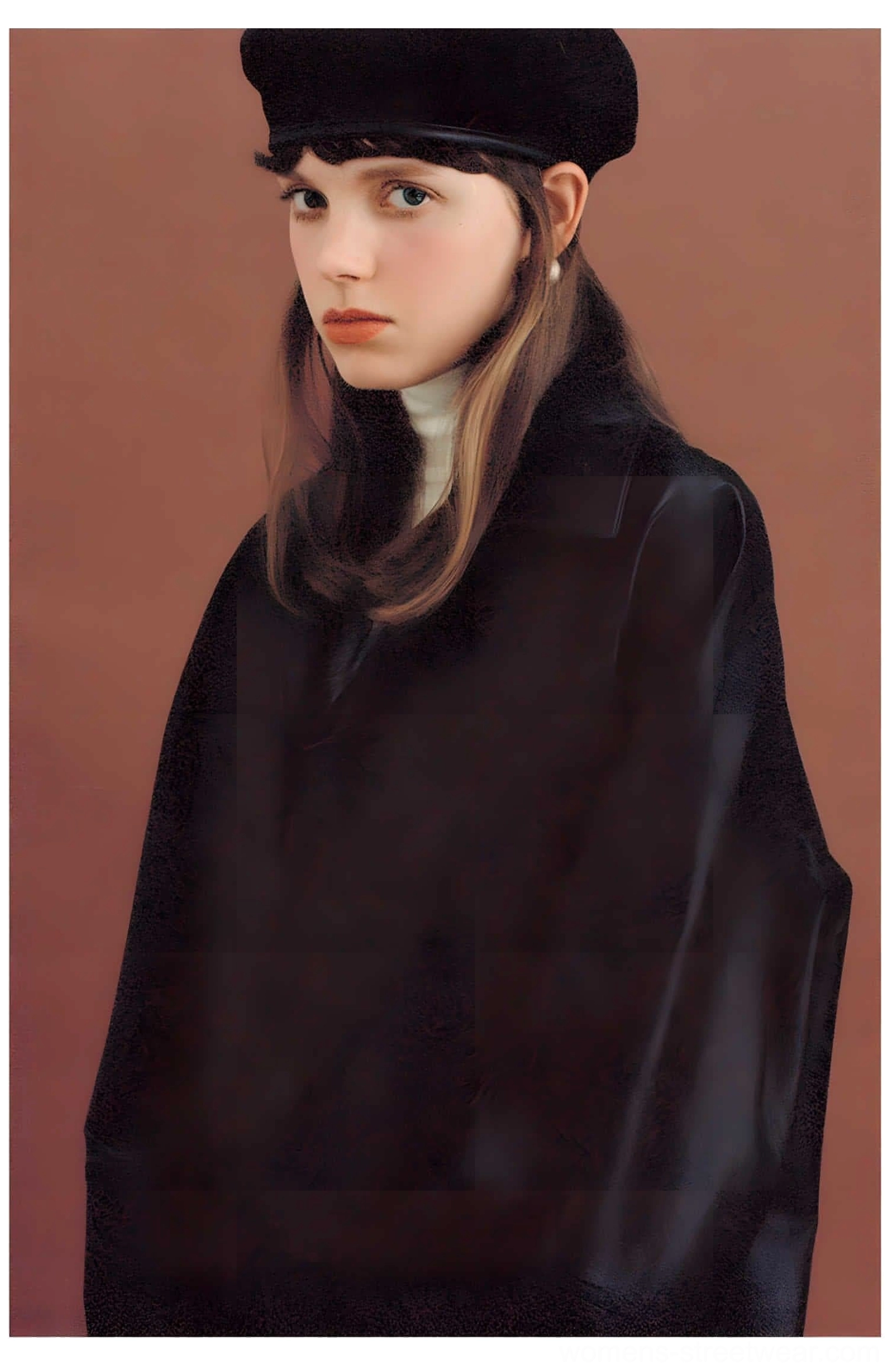 Women's black oversized PU leather moto jacket featuring a relaxed vintage inspired streetwear silhouette