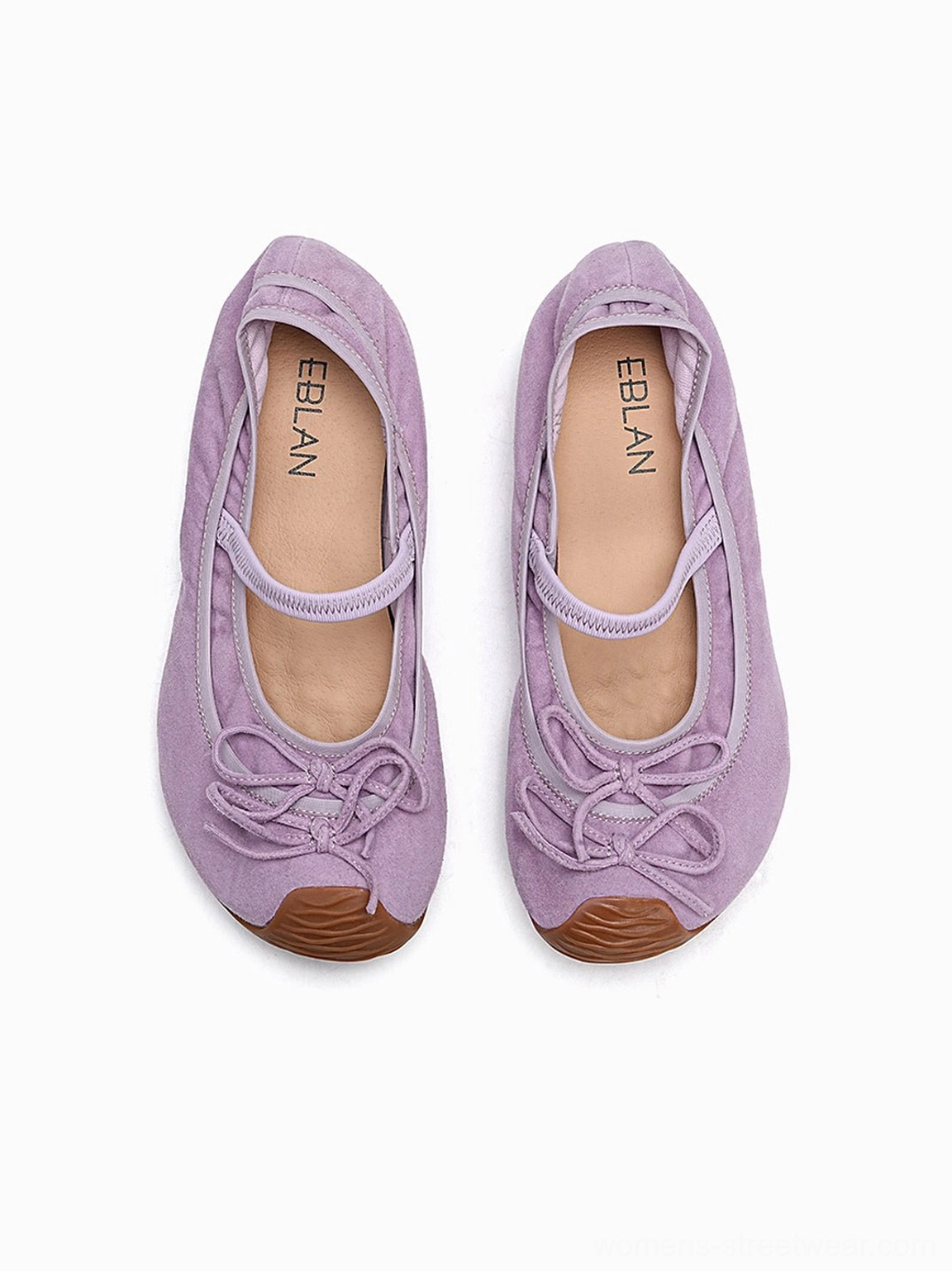 Women’s bow Mary Jane ballet flats with textured finish low lifted rubber sole and soft rounded profile