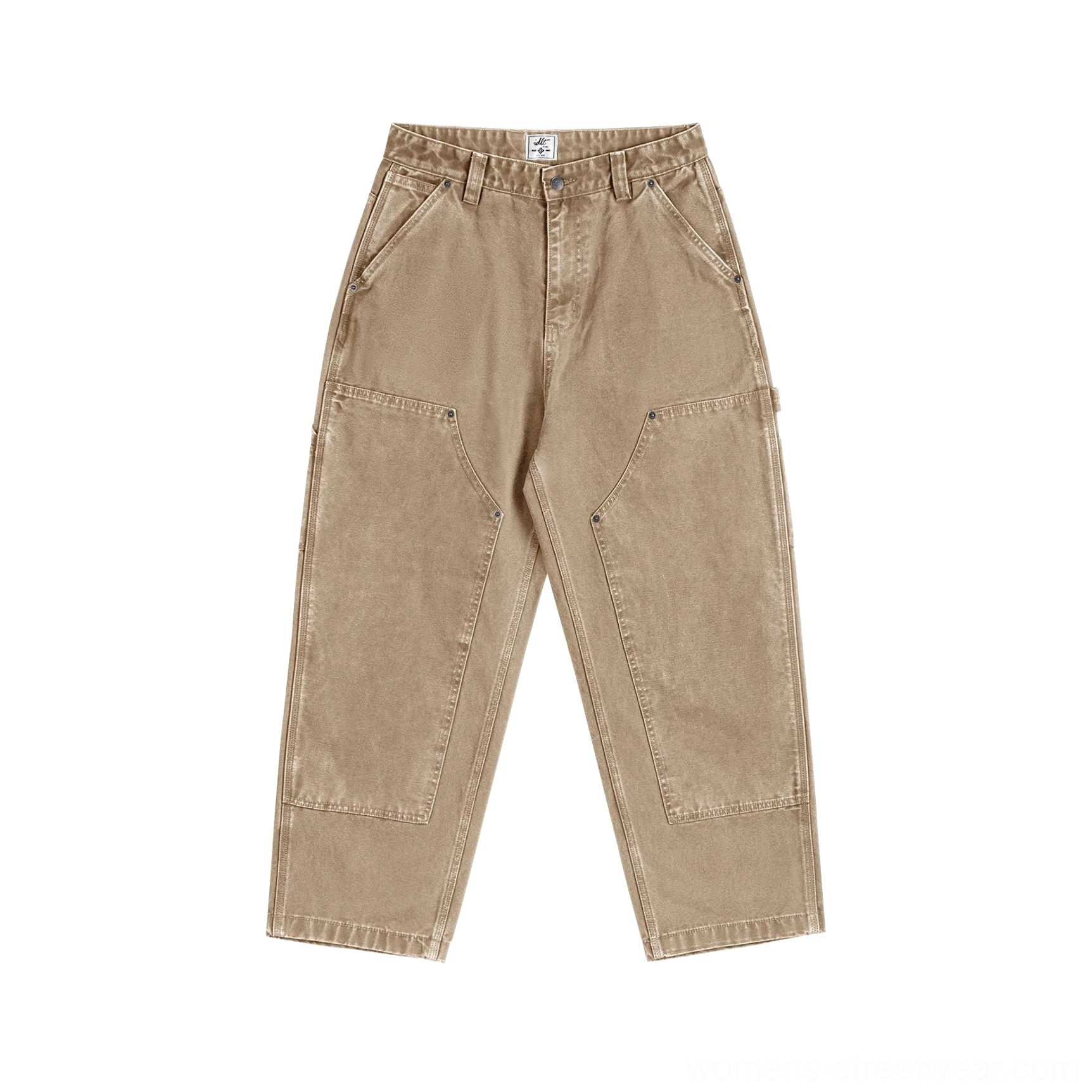 Women's casual carpenter denim trousers suitable for Korean fashion, layered outfits, and everyday city wear