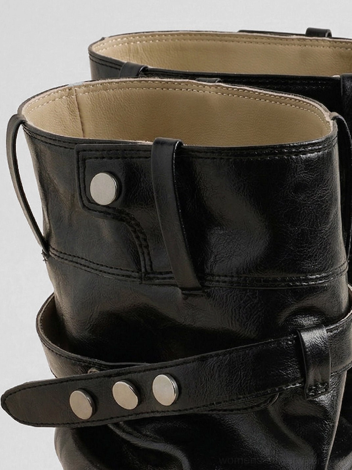 Women's detachable bow cutout square-toe utility boots detailed product view with utility-inspired styling