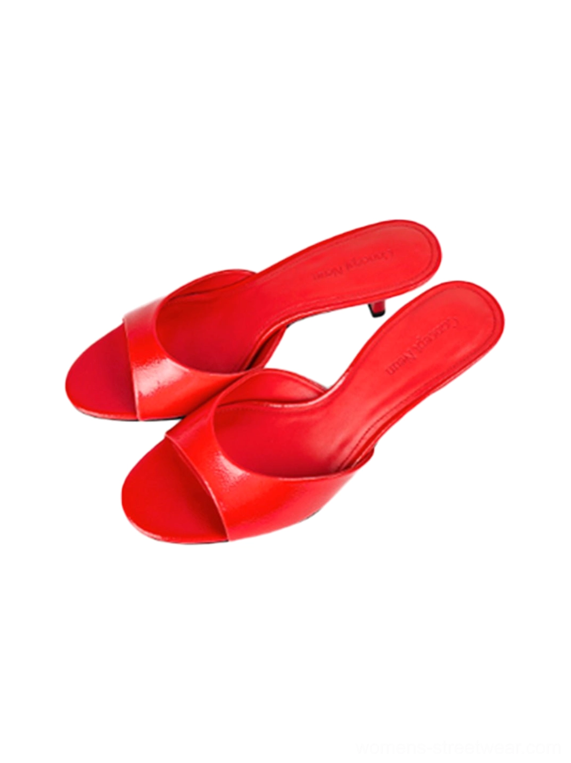 Women's glossy slip-on mule shoes with open toe and kitten heel for Y2K evening outfits