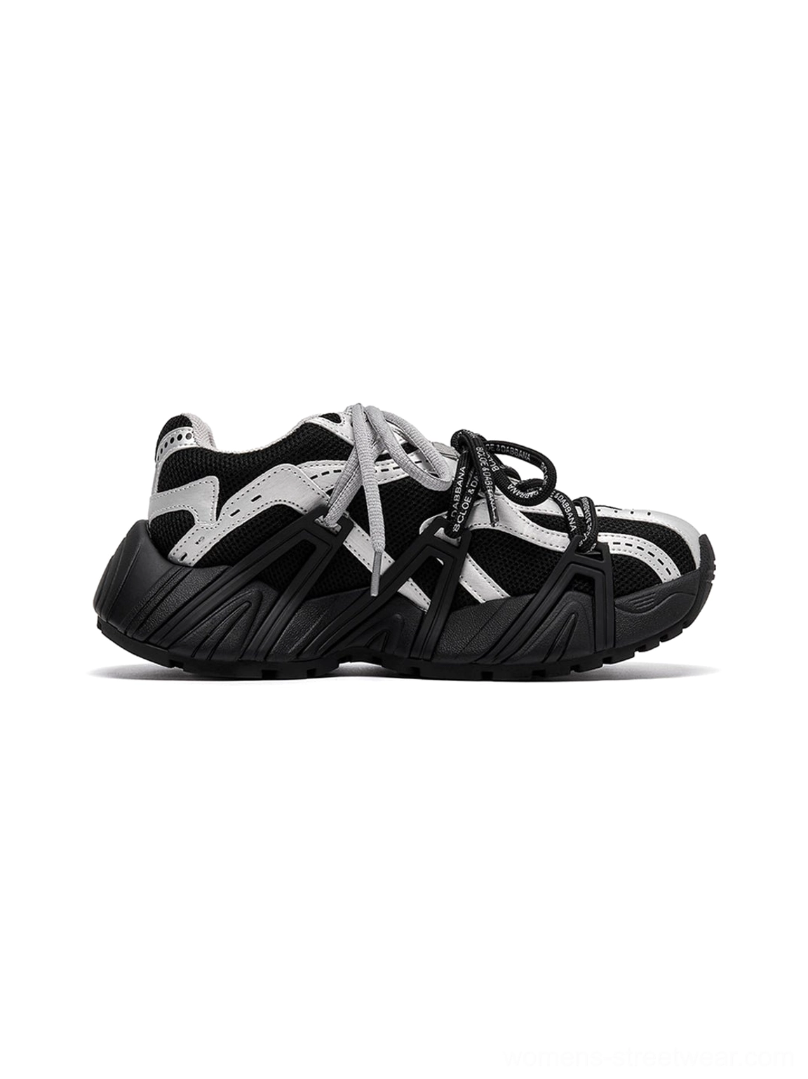 Women's mesh cage runner sneakers detailed view highlighting layered panels ventilation mesh and runner silhouette