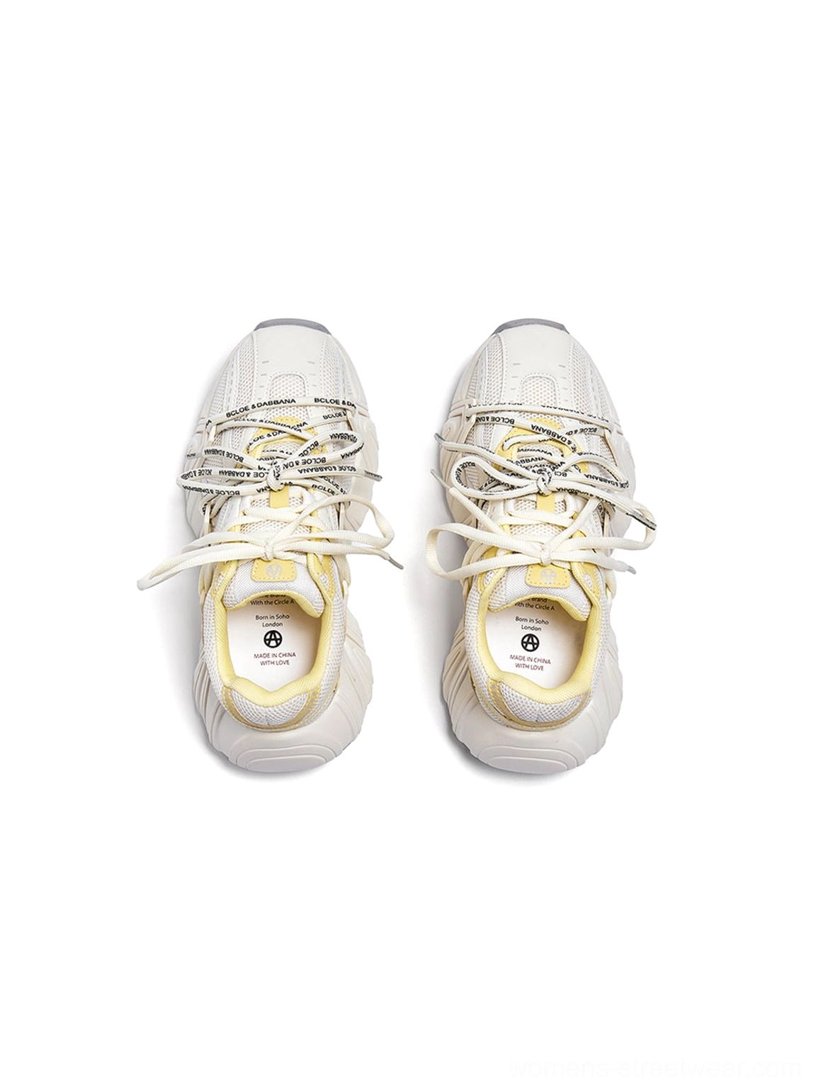 Women's mesh cage runner sneakers showing retro-inspired sole lines and breathable synthetic mesh upper