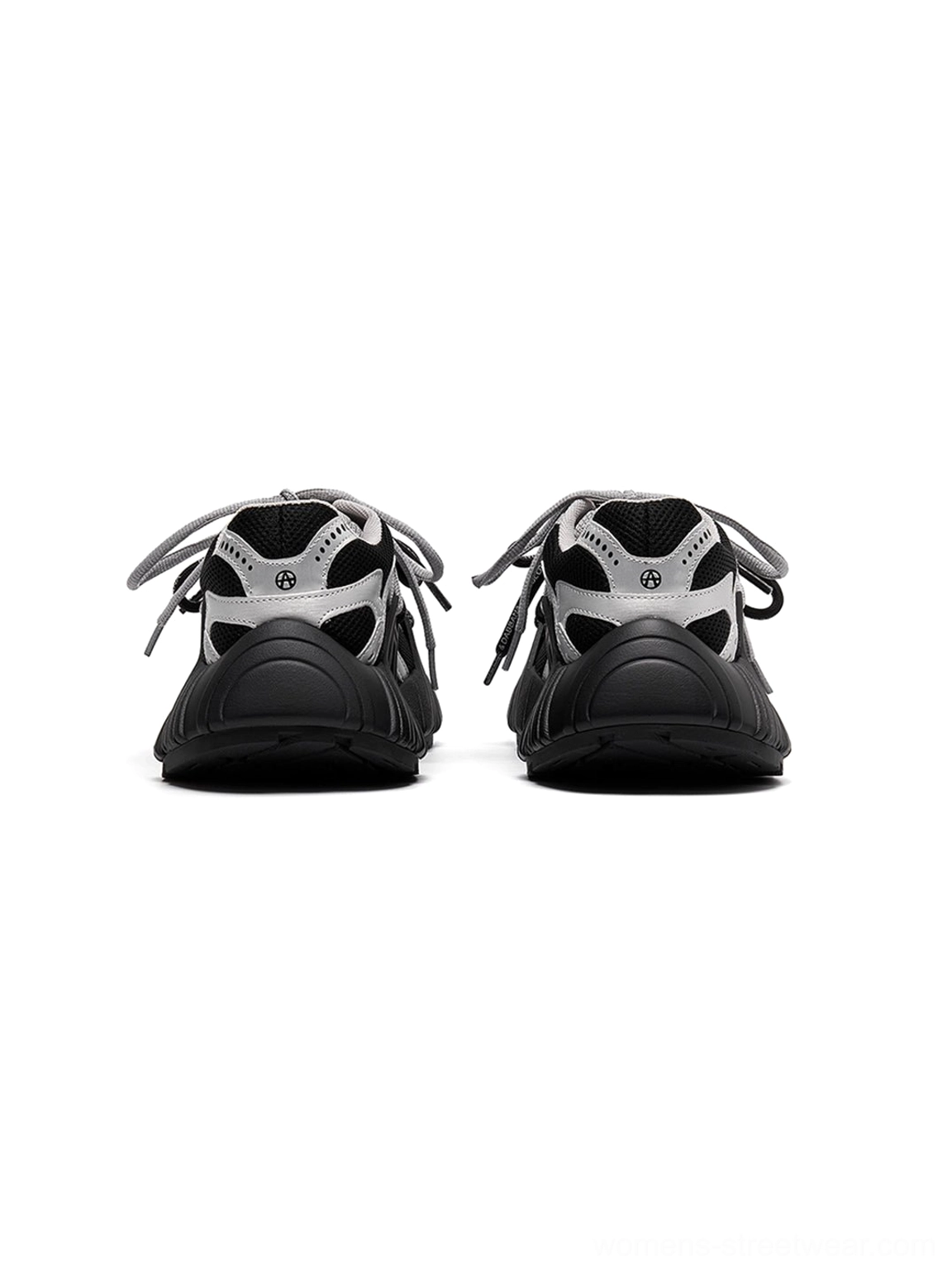 Women's retro technical mesh cage runner sneakers showing breathable multi-panel upper and low-profile sole
