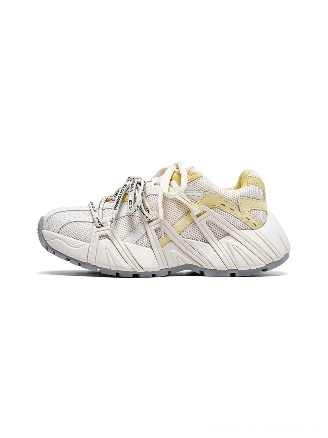 Women's mesh cage runner sneakers product detail showing a versatile technical runner silhouette