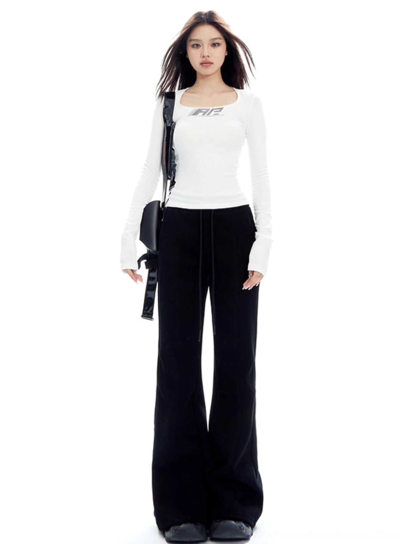 Modern flared lounge trousers for women's Korean streetwear and casual everyday styling