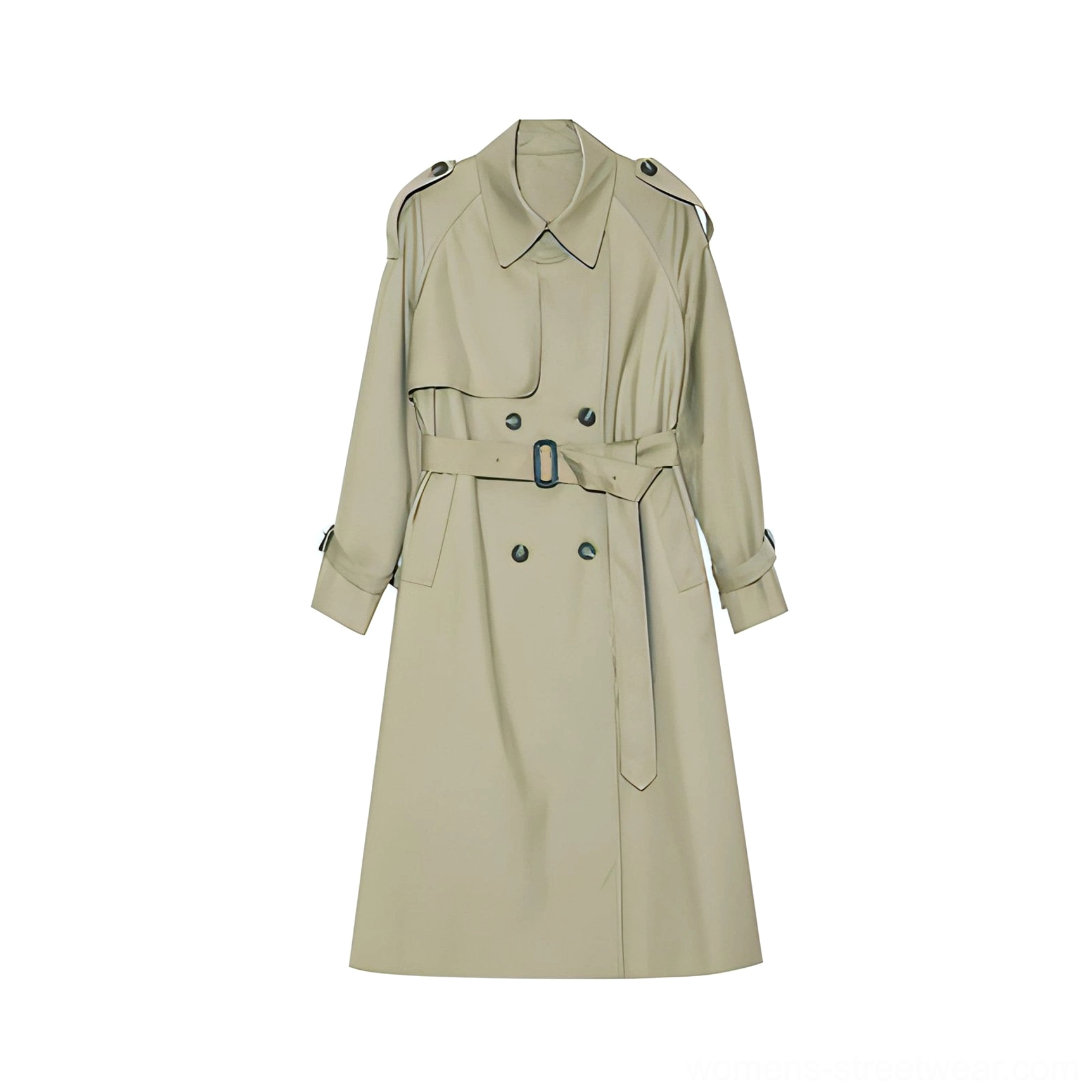 Brown women's oversized double-breasted belted melton trench coat color variant product image