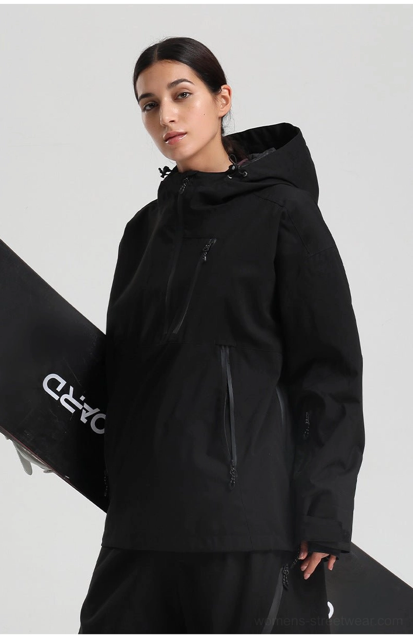 Women’s oversized waterproof ski anorak jacket relaxed fit outdoor streetwear styling