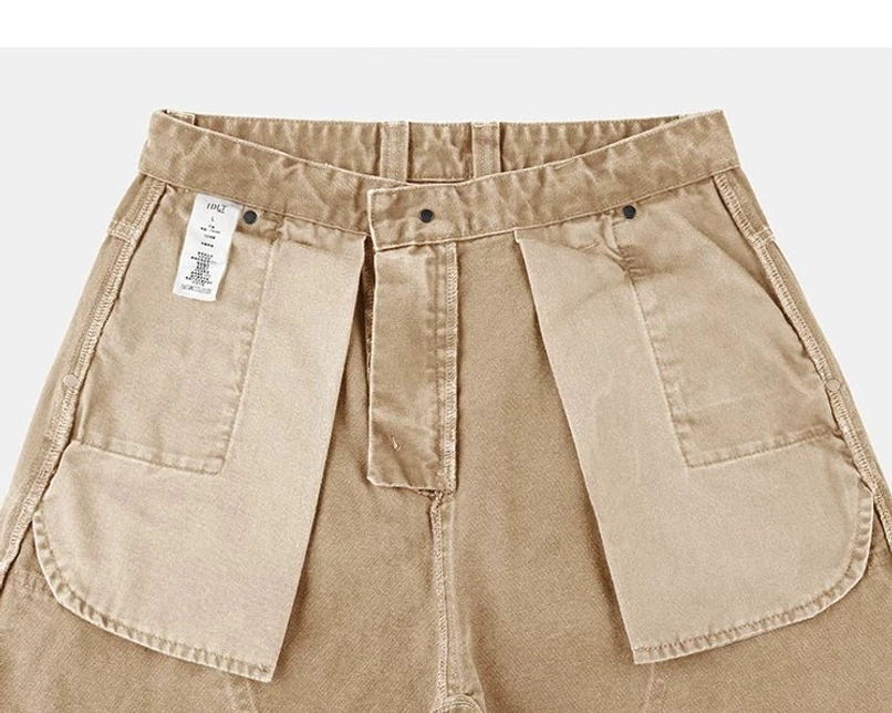 Women's utility carpenter pants in washed cotton denim with slightly tapered streetwear legs