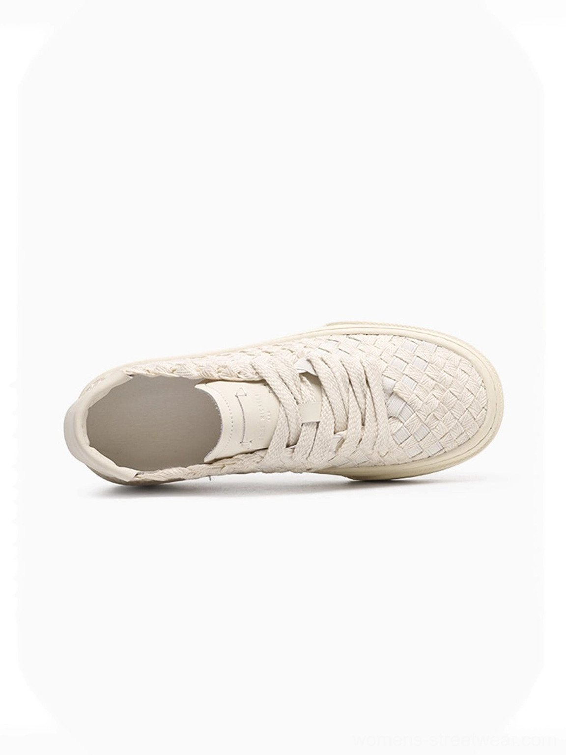 Woven platform sneakers versatile black and white streetwear footwear product view