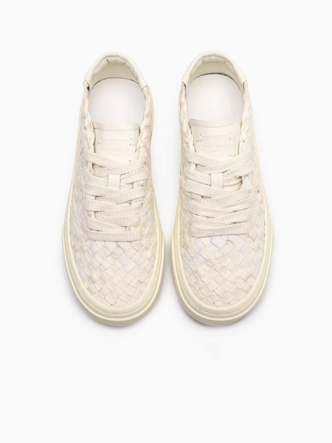 Woven platform sneakers modern low-top silhouette with braided-look upper and flat laces