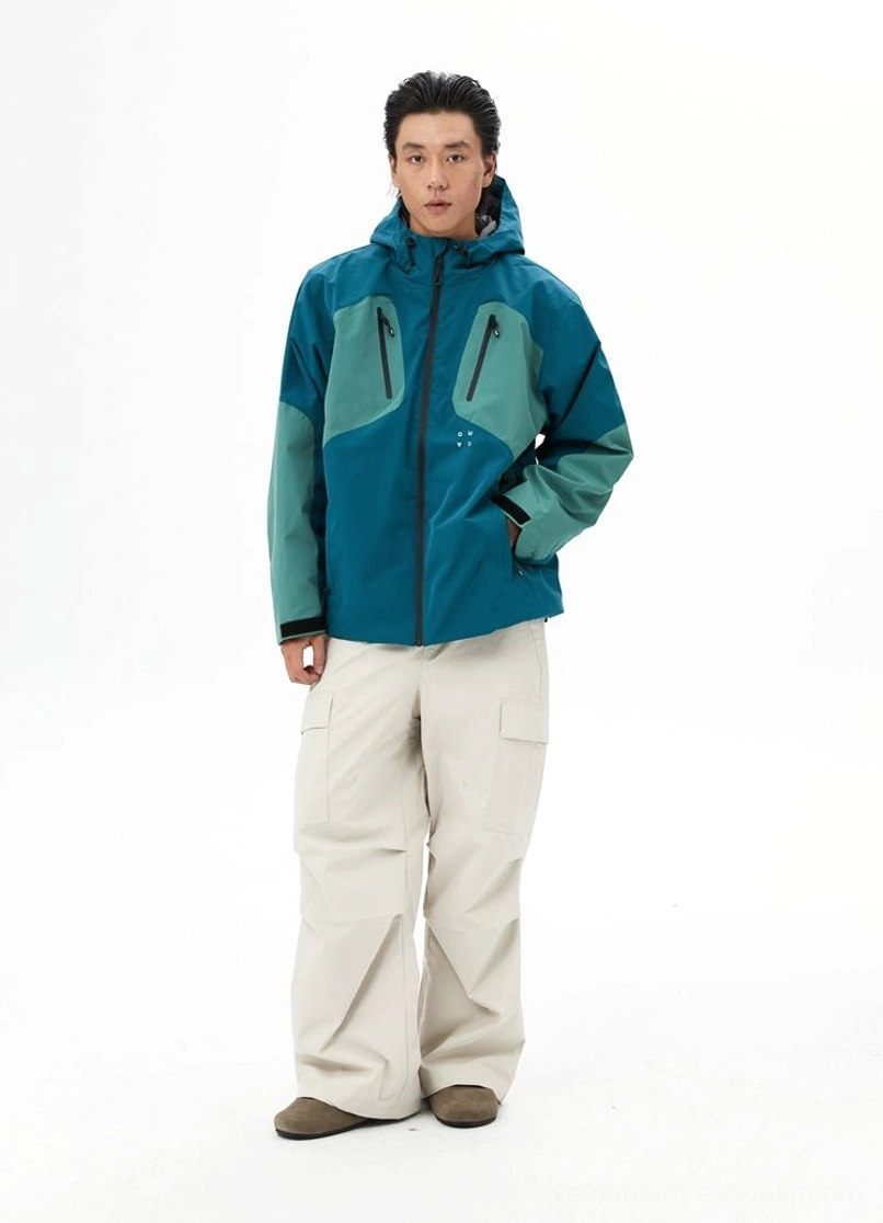 Y2K inspired color block padded hooded jacket for contemporary East Asian streetwear outfits
