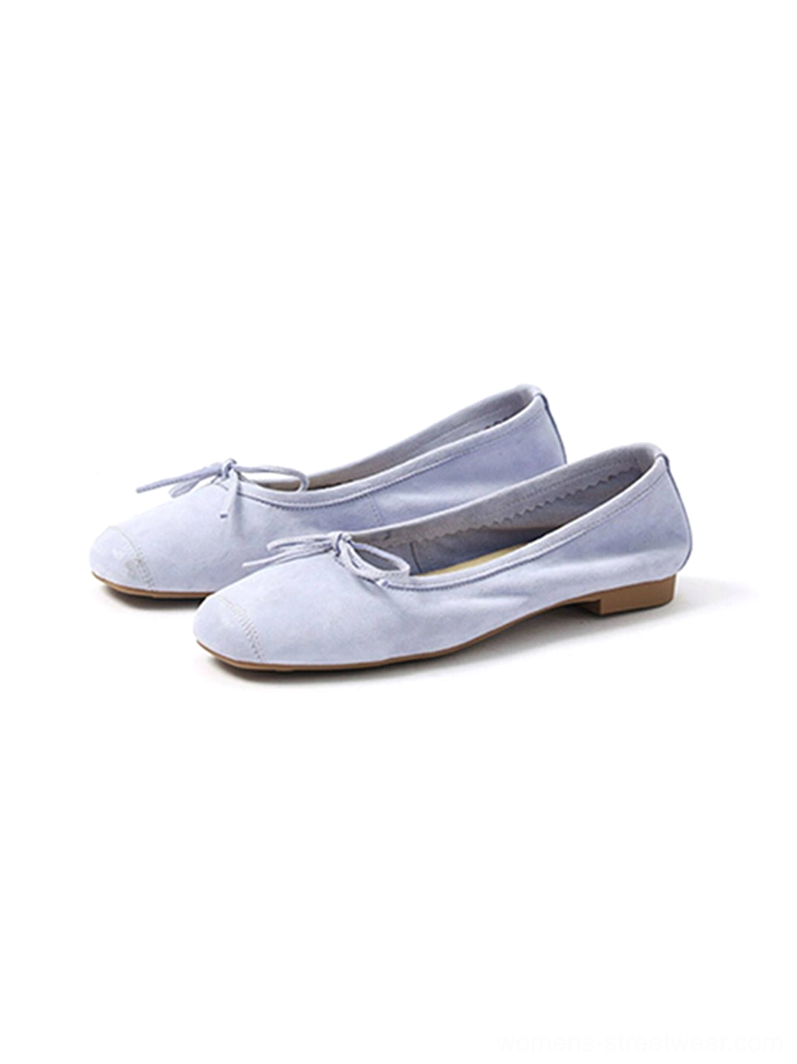 Y2K-inspired square-toe metallic ballet flats with delicate bow detail for women