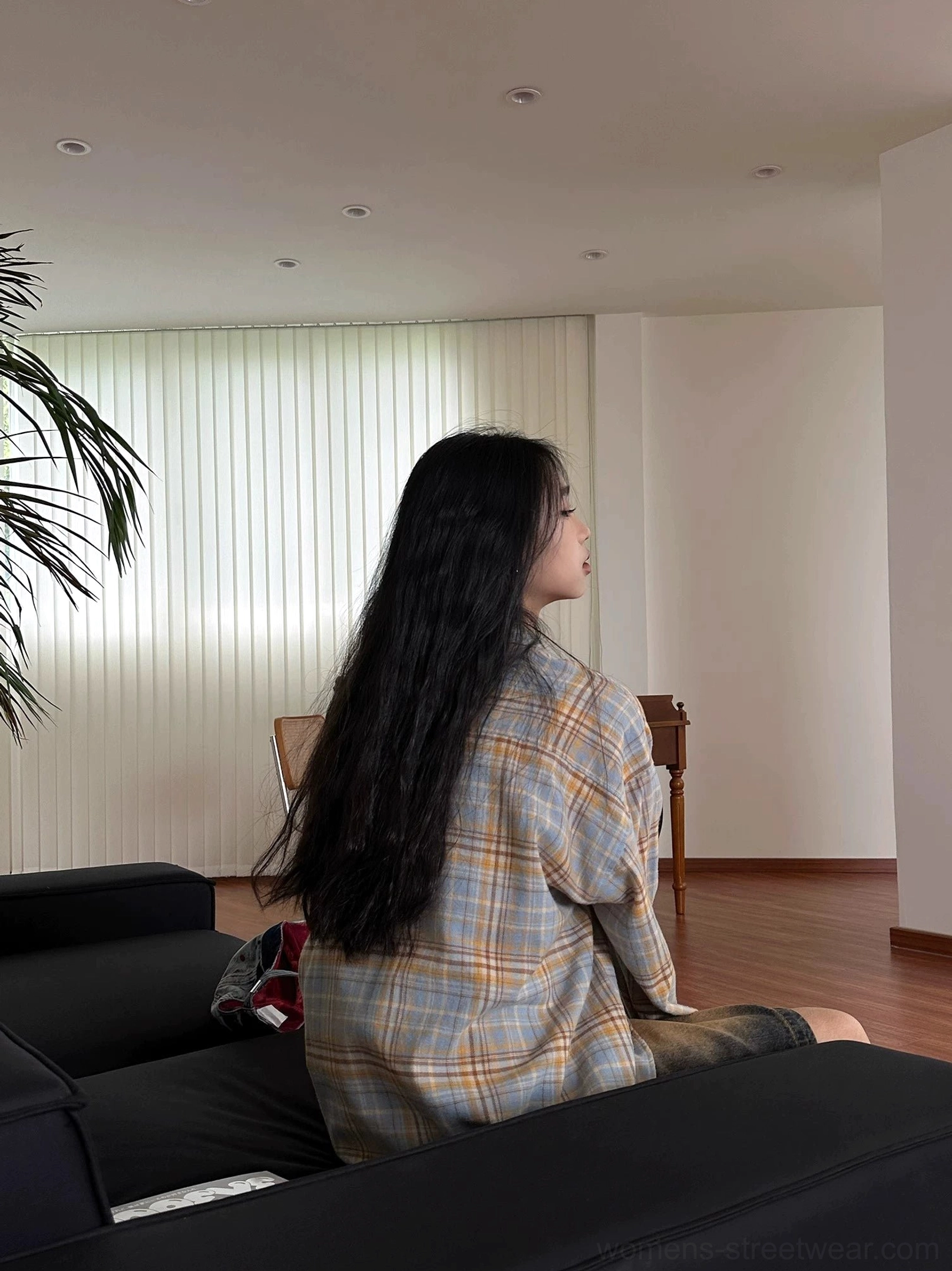 Yellow oversized plaid flannel shirt with relaxed fit for Korean streetwear casual layering and everyday wear