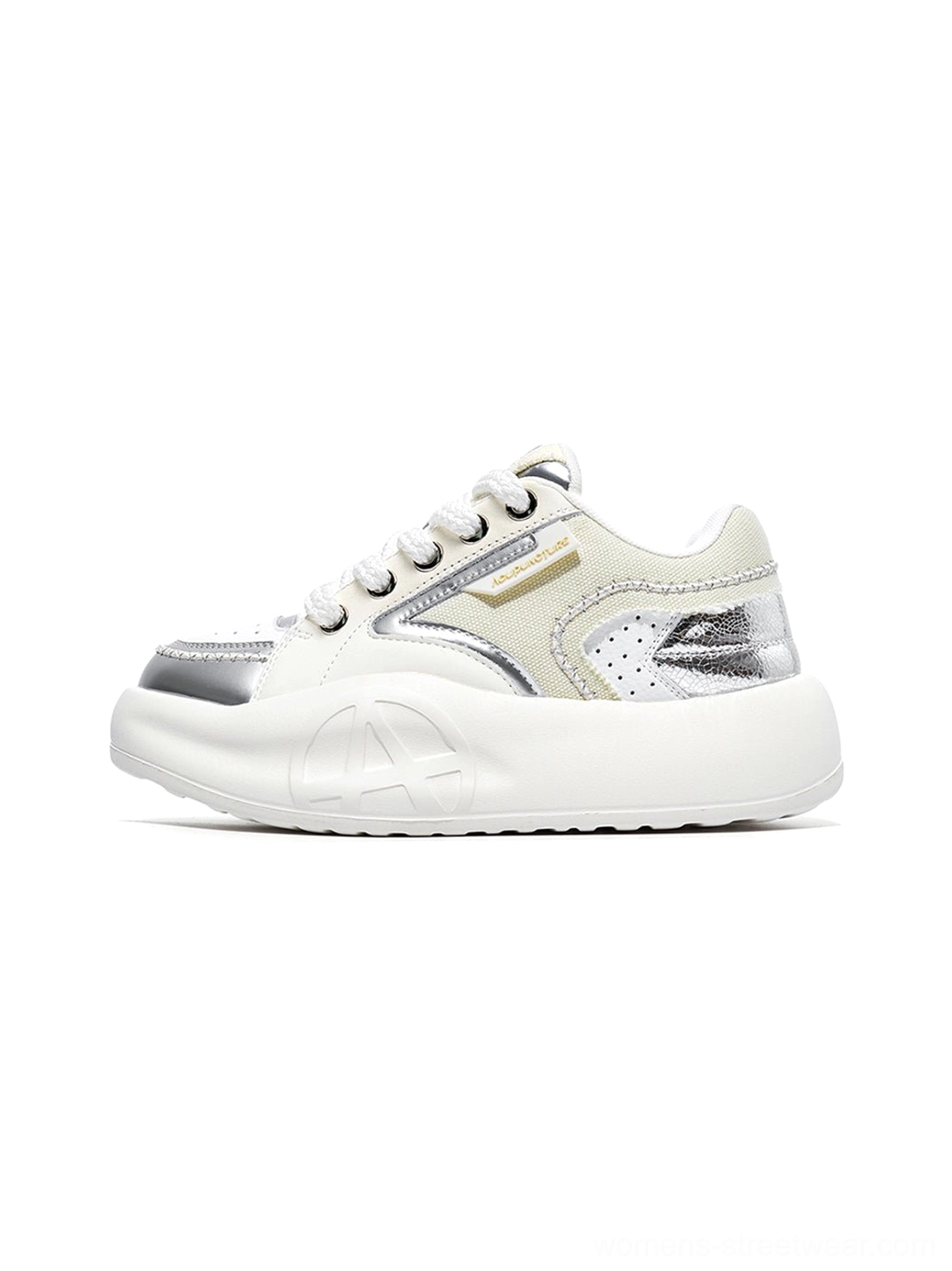 Yellow pastel platform runner sneakers with breathable mesh metallic accents and thick lightweight sole for streetwear outfits