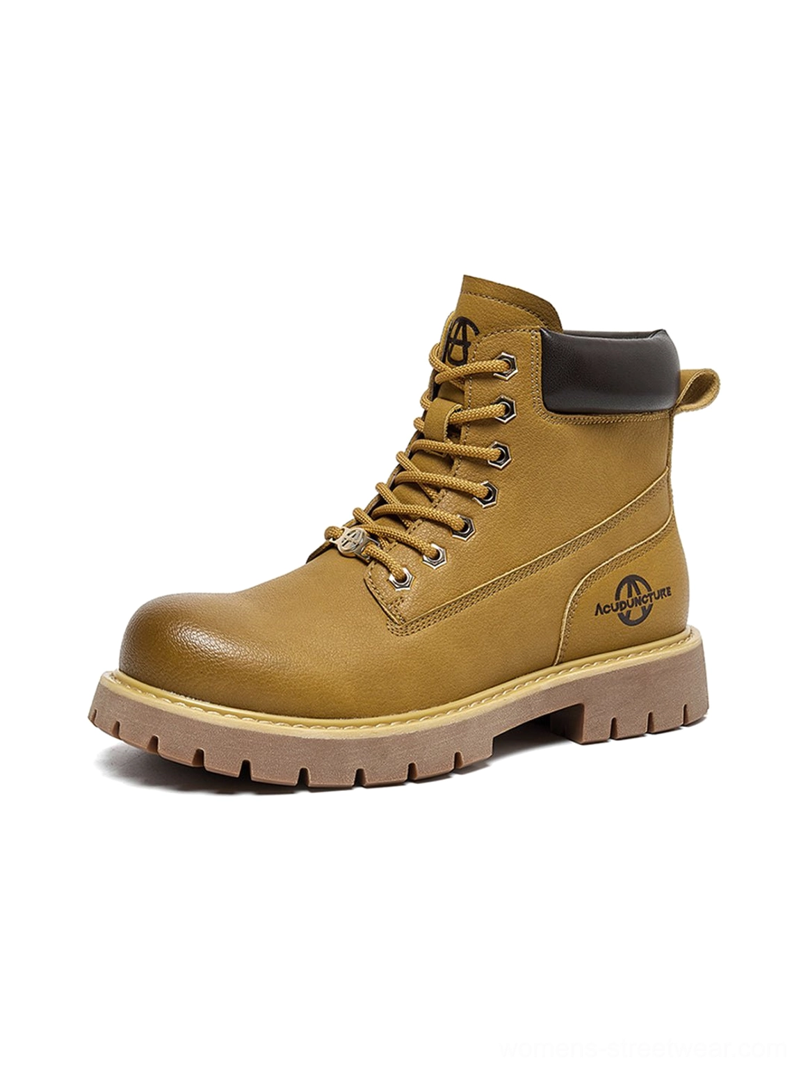 Yellow tactical zip-front ankle boots bold color statement K-fashion inspired streetwear style